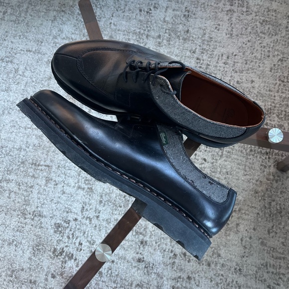 Ermenegildo Zegna Black Paraboot Edition Marche II Derbys Leather Dress Shoes 10 - Picture 8 of 17